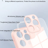 Soft Silicone Frame Case For iPhone 15 14 Pro Max Plus Toughened Glass Back Cover YTT