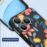 Flowers Soft Silicone Lanyard Case Shockproof Bumper Strip Phone Cover