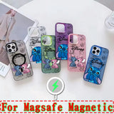 Cool Cartoon Stitch Disneys Magsafe Magnetic Phone Case Creative Border Plated Cover