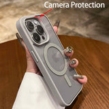 Luxury Magsafe Transparent Case For iPhone 16 15 Pro Max Plus Magnetic Wireless Charge Cases Cover