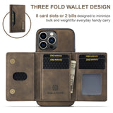 DG.MING 2In1 Detachable Magnetic Leather Wallet Phone Case Wallet+Basic Case