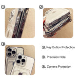 Transparent Card Slot Bag Holder Phone Case For iPhone 16 15 Pro Max Plus Wallet Silicone Shockproof Back Cover