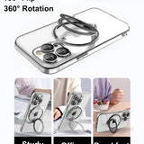 Luxury Plating Clear Rotating Magnetic Stand Phone Case Back Cover