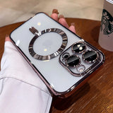 Plating Soft TPU Full Lens Protect Case For iPhone 16 Magsafe Magnetic Wireless Charging Clear Cover