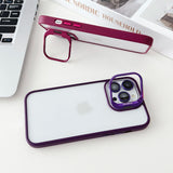 Transparent Bumper Shockproof Case Metal Camera Protection Ring Lens Stand Cover