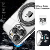 Luxury Plating Clear Rotating Magnetic Stand Phone Case Back Cover