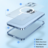 Metal Aluminum Alloy For Magsafe Magnetic Wireless Charge Case For iPhone 16 15 Plus Pro Max Translucent Cover