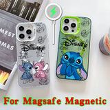 Cool Cartoon Stitch Disneys Magsafe Magnetic Phone Case Creative Border Plated Cover