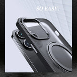 Magnetic 360°Rotation Stand Phone Case With Ring Holder Frosted Transparent Cover