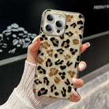 Luxury Cool Leopard Aurora Shell Pattern Phone Case For iPhone 16 15 Pro Max Plus Plating Shiny Shockproof TPU Cover