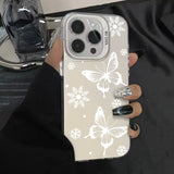 Silver IMD Case Funda Luxury Fashion Butterfly Cover