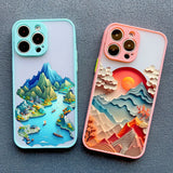 Printing Landscape Phone case Creative Mountains Back Cover For iPhone 15 / Pro / Pro Max