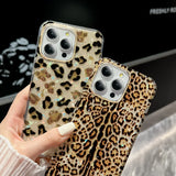 Luxury Cool Leopard Aurora Shell Pattern Phone Case For iPhone 16 15 Pro Max Plus Plating Shiny Shockproof TPU Cover