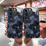 Luxury Flower Pattern Tempered Glass Phone Case Ultra-thin Silicone Cover