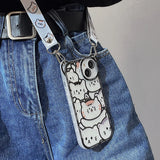 Cute Bear With Lanyard Phone Case For iPhone 16 15 14 Pro Max Plus Cartoon Cat Soft TPU Cover Bumper