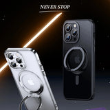 Magnetic 360°Rotation Stand Phone Case With Ring Holder Frosted Transparent Cover