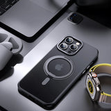 Magnetic 360°Rotation Stand Phone Case With Ring Holder Frosted Transparent Cover