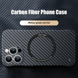 Ultra Thin Carbon Fiber Magnetic Case Magsafe Wireless Charging Frameless Cover