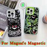 Anime Gengars Magsafe Magnetic Phone Case Lens Creative Border Silver Plated Cover