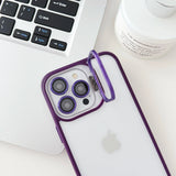 Transparent Bumper Shockproof Case Metal Camera Protection Ring Lens Stand Cover