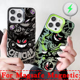 Anime Gengars Magsafe Magnetic Phone Case Lens Creative Border Silver Plated Cover