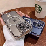 New Crystal Diamond Clear Case For iPhone 16 Pro Max Plus Bling Sparkly Magsafe Magnetic Wireless Charging Cover