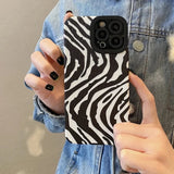 Fashion Zebra Stripes Silicone Case Soft Leather Shockproof Cover