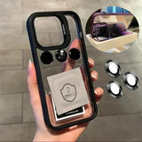 Transparent Bumper Shockproof Case Metal Camera Protection Ring Lens Stand Cover