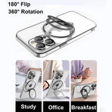 Luxury Plating Clear Rotating Magnetic Stand Phone Case Back Cover