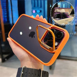 Transparent Bumper Shockproof Case Metal Camera Protection Ring Lens Stand Cover