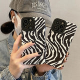 Fashion Zebra Stripes Silicone Case Soft Leather Shockproof Cover