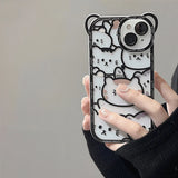 Cute Bear With Lanyard Phone Case For iPhone 16 15 14 Pro Max Plus Cartoon Cat Soft TPU Cover Bumper