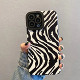 Fashion Zebra Stripes Silicone Case Soft Leather Shockproof Cover