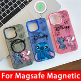 Cool Cartoon Stitch Disneys Magsafe Magnetic Phone Case Creative Border Plated Cover