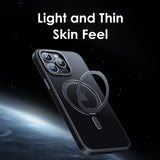 Magnetic 360°Rotation Stand Phone Case With Ring Holder Frosted Transparent Cover