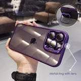 Transparent Bumper Shockproof Case Metal Camera Protection Ring Lens Stand Cover