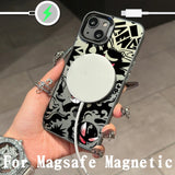 Anime Gengars Magsafe Magnetic Phone Case Lens Creative Border Silver Plated Cover