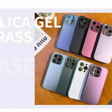 Luxury Tempered Glass Frosted Phone Case Lens Camera Protection Shockproof Bumper Cover