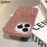 Glitter Bling Gradient Hard PC Thicken Case For iPhone 14 15 16 Pro Max Plus Shockproof Bumper Cover