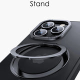 Magnetic 360°Rotation Stand Phone Case With Ring Holder Frosted Transparent Cover