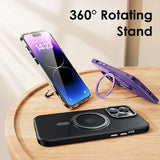 Magnetic 360°Rotation Stand Phone Case With Ring Holder Frosted Transparent Cover