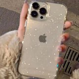 Luxury Bling Glitter Clear Phone Case For iPhone 16 15 Pro Max Plus Shockproof Transparent Soft Cover