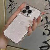 Luxury Bling Glitter Clear Phone Case For iPhone 16 15 Pro Max Plus Shockproof Transparent Soft Cover