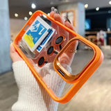 Transparent Bumper Shockproof Case Metal Camera Protection Ring Lens Stand Cover