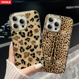 Luxury Cool Leopard Aurora Shell Pattern Phone Case For iPhone 16 15 Pro Max Plus Plating Shiny Shockproof TPU Cover