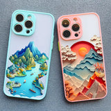 Printing Landscape Phone case Creative Mountains Back Cover For iPhone 15 / Pro / Pro Max