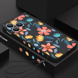 Flowers Soft Silicone Lanyard Case Shockproof Bumper Strip Phone Cover